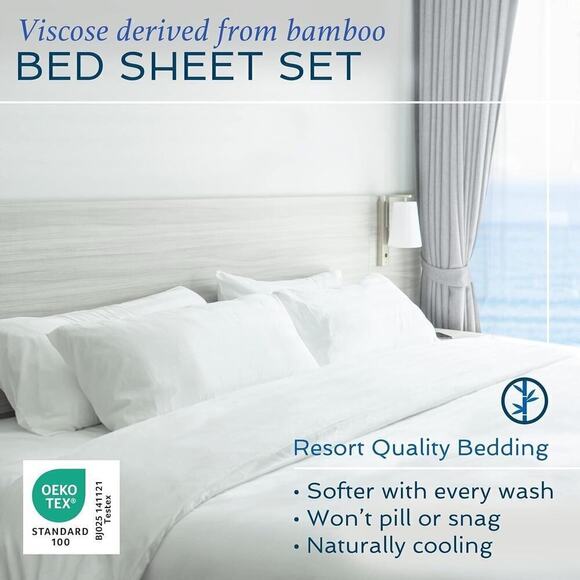 Hotel Sheets Direct 100% Viscose Derived Bamboo Sheets Set Cal King Cooling - Picture 2 of 10